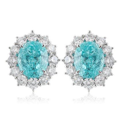 PT950 5.5ct Oval Shape Lab Grown Paraiba Earrings