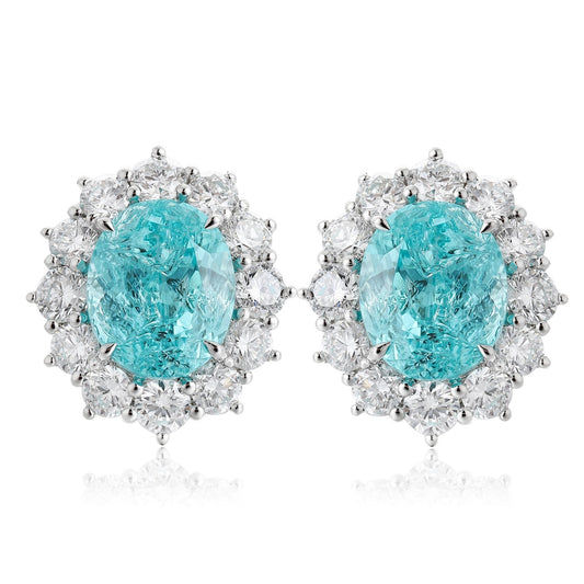 PT950 5.5ct Oval Shape Lab Grown Paraiba Earrings