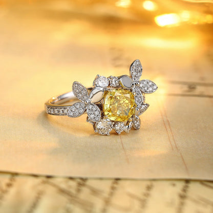 PT950 1.33ct Lab Grown Yellow Color Diamonds Ring