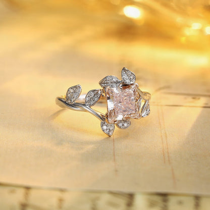 PT950 1.50ct Princess Cut Lab Grown Pink Color Diamonds Ring
