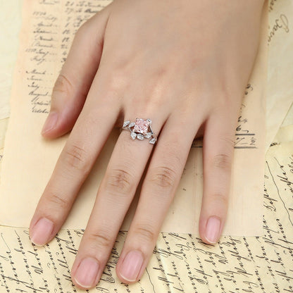 PT950 1.50ct Princess Cut Lab Grown Pink Color Diamonds Ring