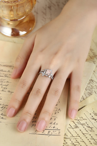 PT950 1.32ct Radiant Cut Lab Grown Pink Color Diamonds Ring