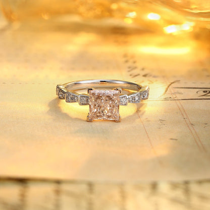 PT950 1.49ct Princess Cut Lab Grown Pink Color Diamonds Ring