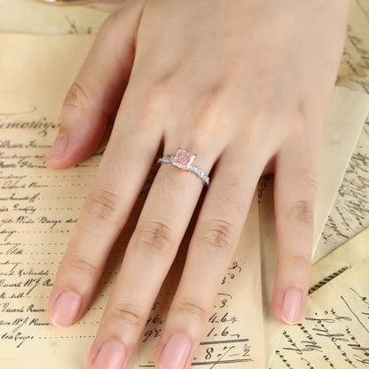 PT950 1.49ct Princess Cut Lab Grown Pink Color Diamonds Ring