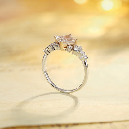 PT950 1.50ct Lab Grown Pink Color Diamonds Princess Cut Ring