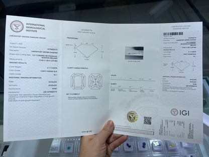 HPHT Lab Grown Blue Color Diamonds Radiant Cut 0.5ct~5.0ct VVS/VS With IGI Certificate