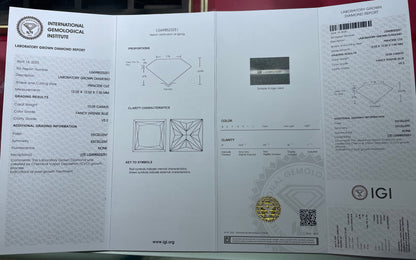 HPHT Lab Grown Blue Color Diamonds Princess Cut 0.5ct~5.0ct VVS/VS With IGI Certificate