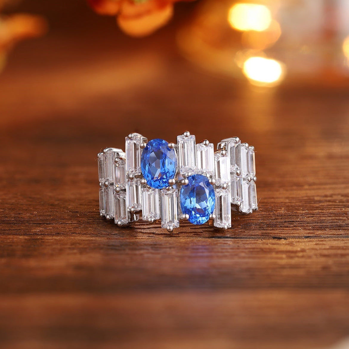 S925 Silver 1.88ct Cultivated Cobalt Pointed Crystal Ring A