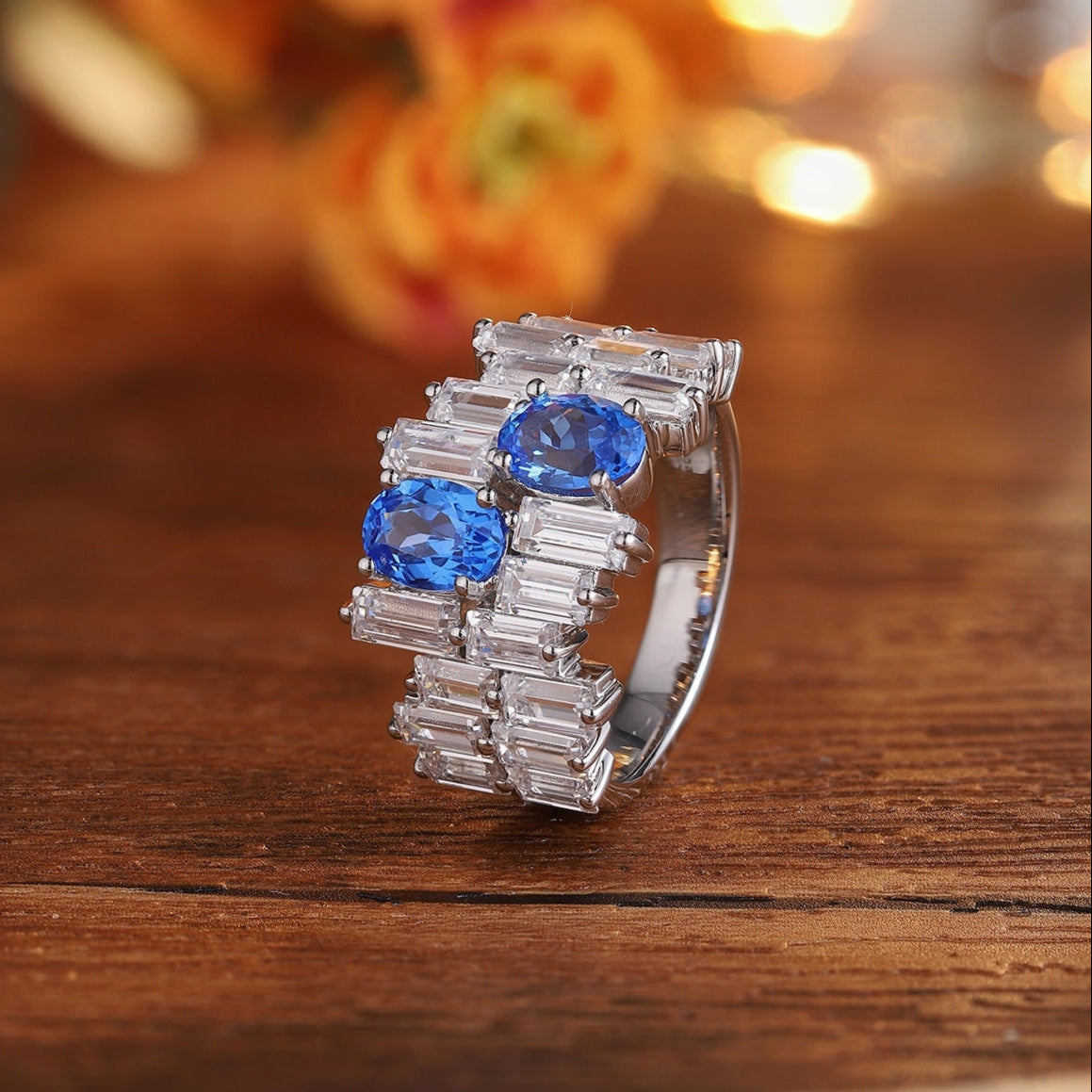 S925 Silver 1.88ct Cultivated Cobalt Pointed Crystal Ring A