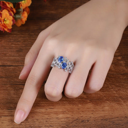 S925 Silver 1.88ct Cultivated Cobalt Pointed Crystal Ring A