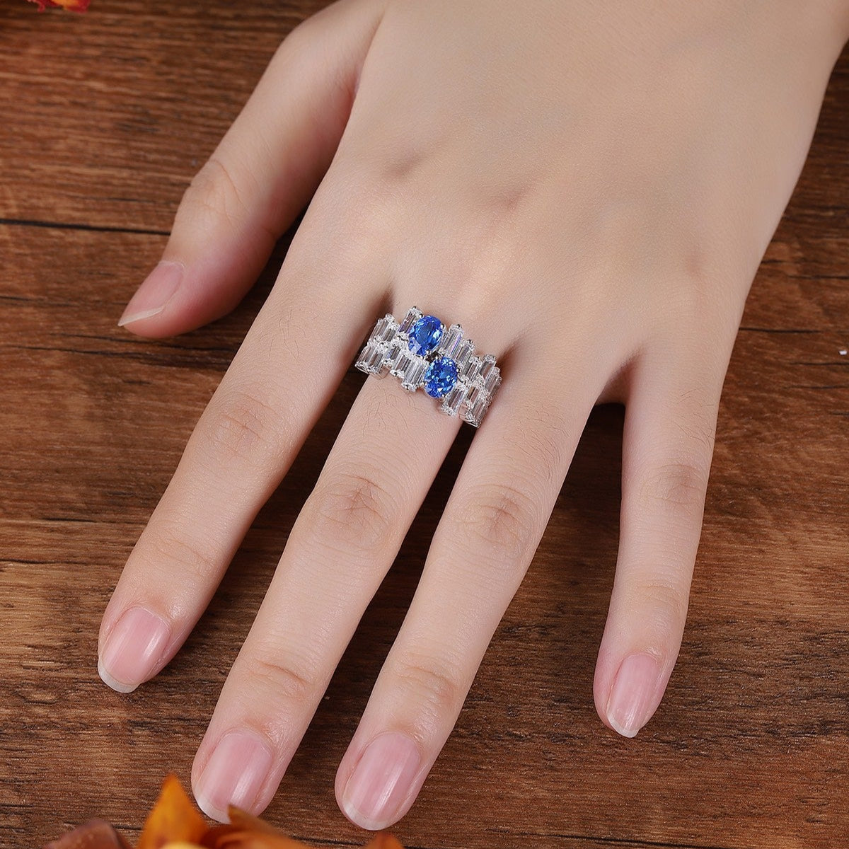 S925 Silver 1.88ct Cultivated Cobalt Pointed Crystal Ring A