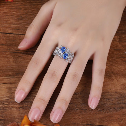 S925 Silver 1.88ct Cultivated Cobalt Pointed Crystal Ring A