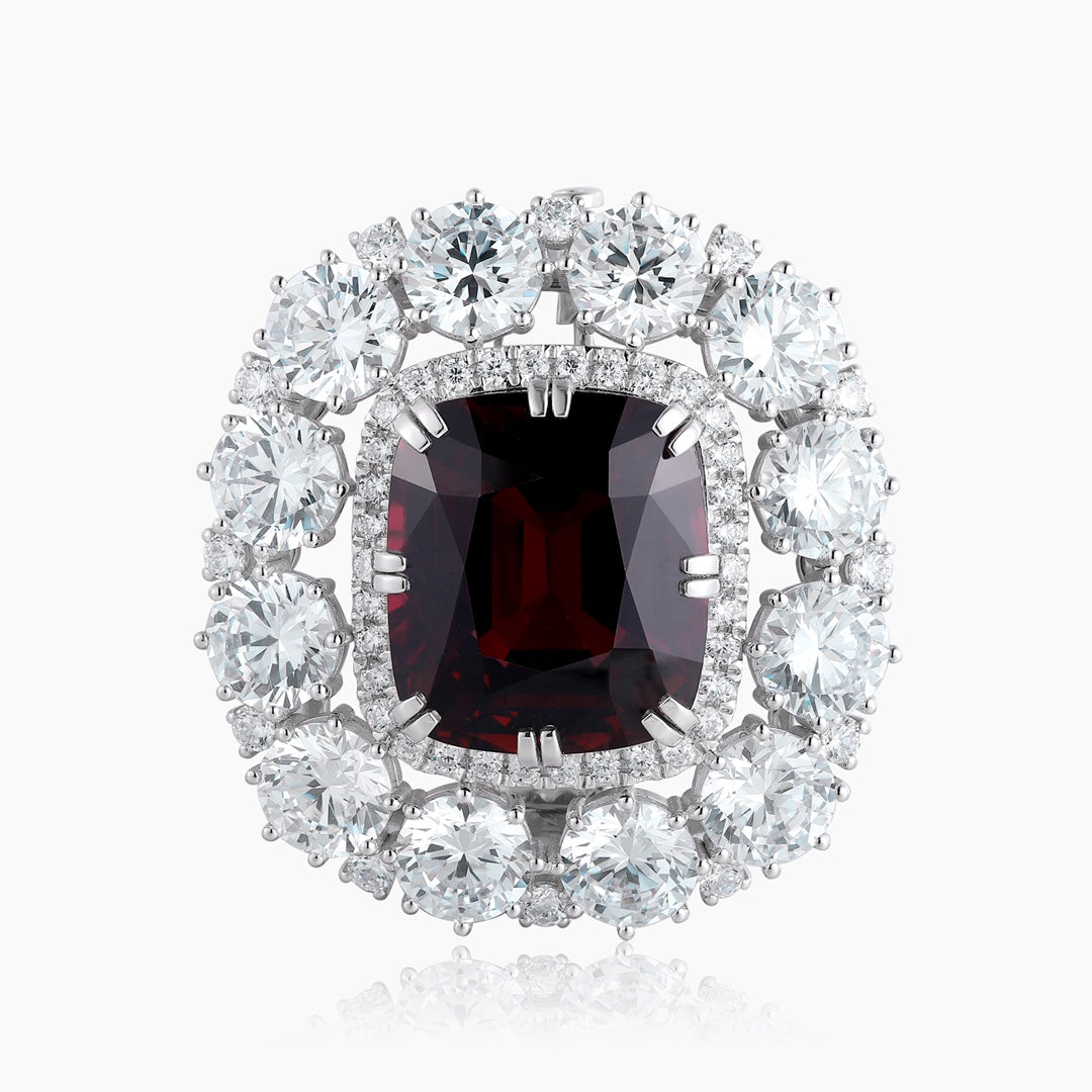 S925 Silver 31.53ct Natural Garnet Brooch A