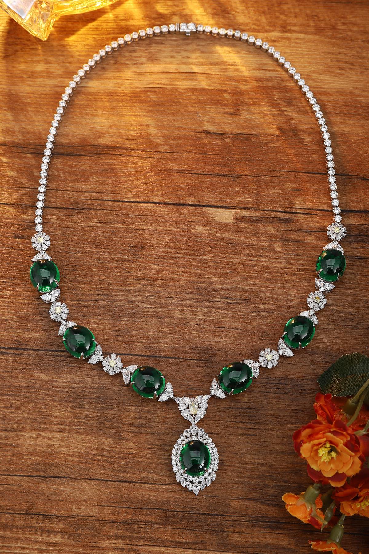 S925 Silver 70.84ct Green Nano Necklace