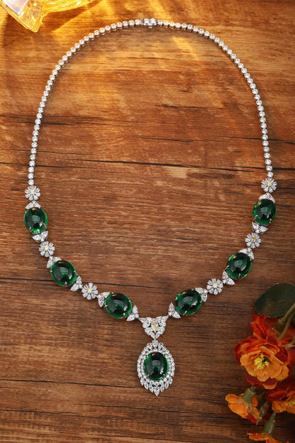 S925 Silver 70.84ct Green Nano Necklace
