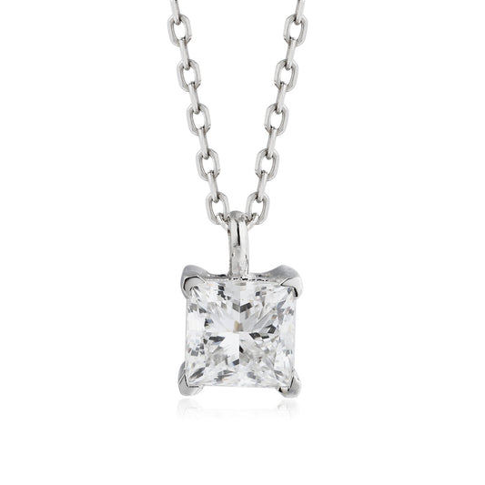 PT950 1.00ct Lab Grown Diamond Princess Cut Pendant (without chain)