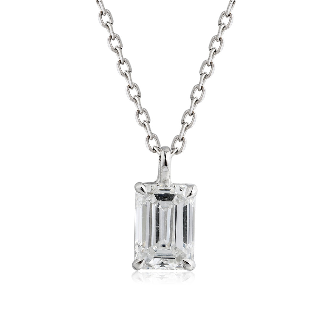 PT950 1.07ct Emerald Cut Lab Grown Diamond Pendant (without chain)