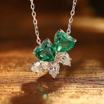 S925 Silver 2.5ct Lab Grown Emerald Necklace A