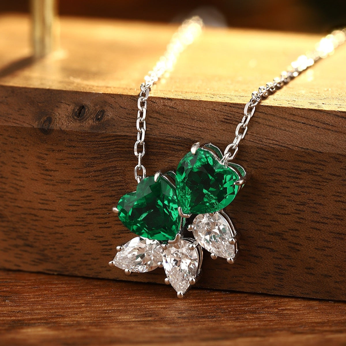 S925 Silver 2.5ct Lab Grown Emerald Necklace A