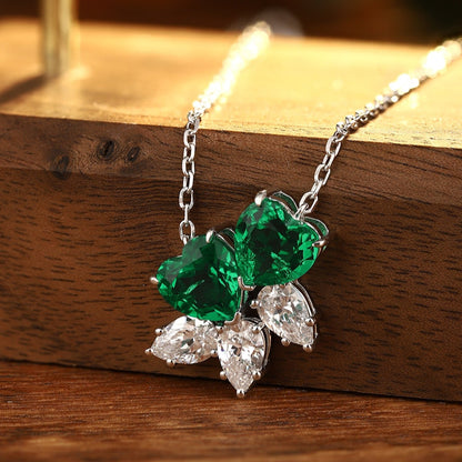 S925 Silver 2.5ct Lab Grown Emerald Necklace A