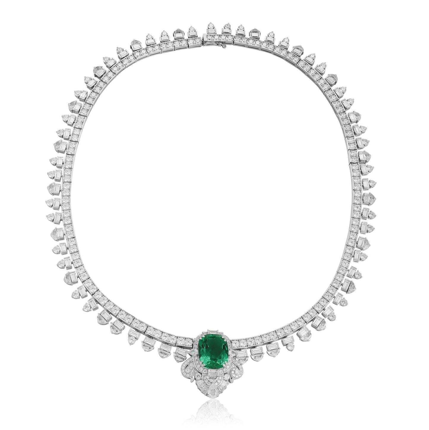 S925 Silver 8.27ct Lab Grown Emerald Necklace A