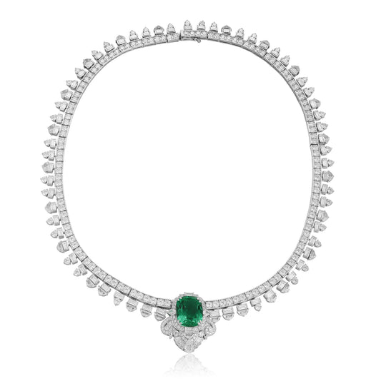S925 Silver 8.27ct Lab Grown Emerald Necklace A