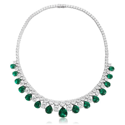 S925 Silver 40.98ct Green Nano Necklace A