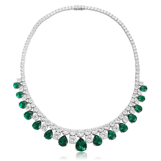 S925 Silver 40.98ct Green Nano Necklace A