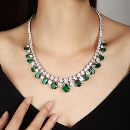 S925 Silver 40.98ct Green Nano Necklace A