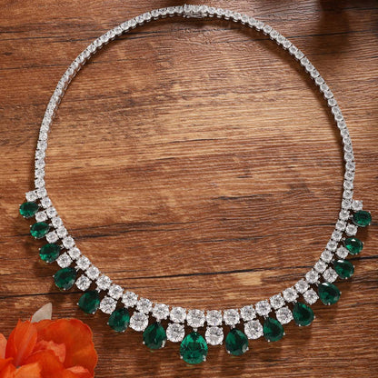 S925 Silver 40.98ct Green Nano Necklace A