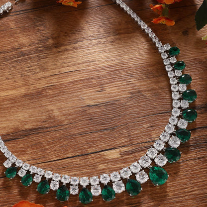 S925 Silver 40.98ct Green Nano Necklace A