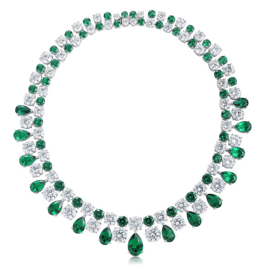 S925 Silver 73.8ct Green Nano Necklace A