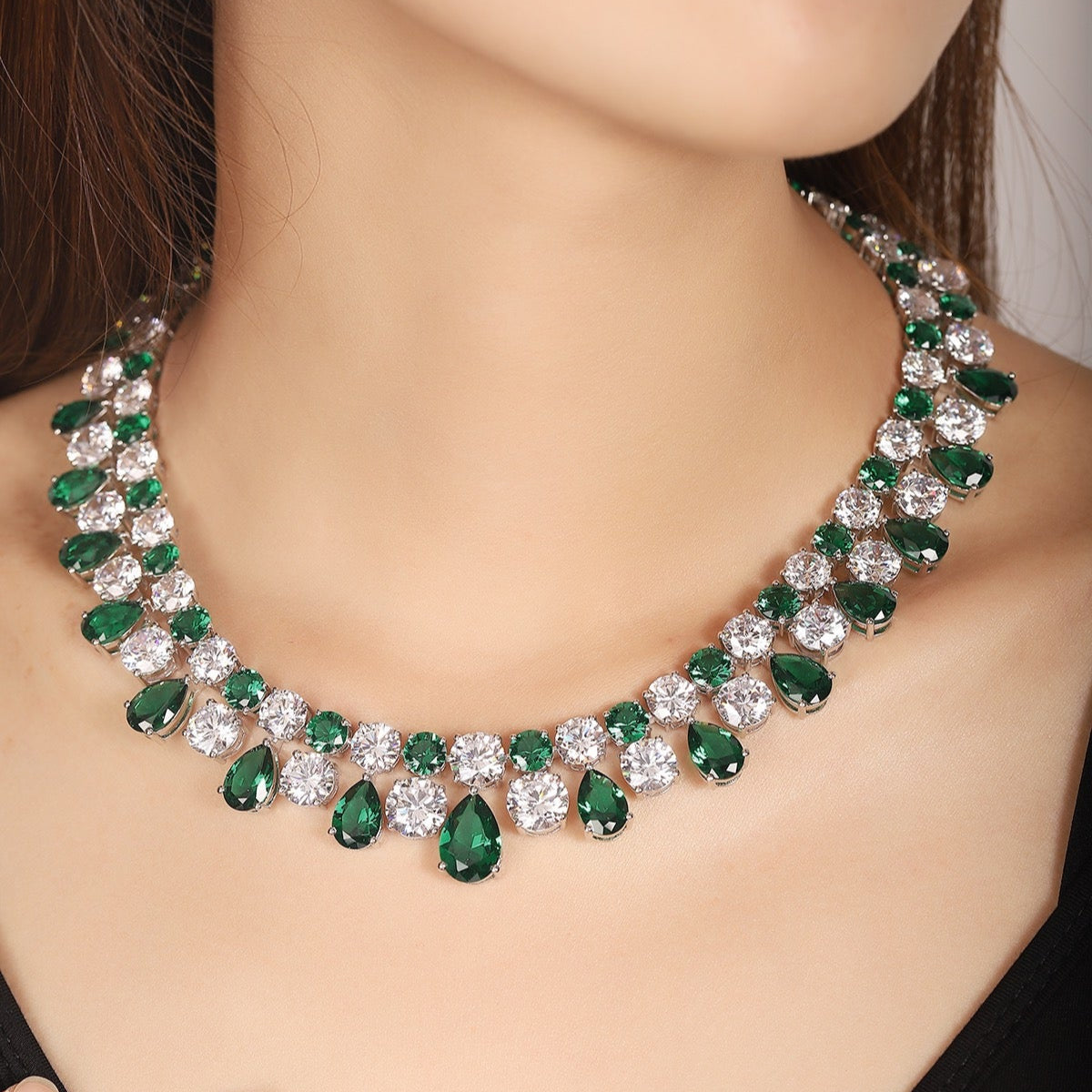 S925 Silver 73.8ct Green Nano Necklace A