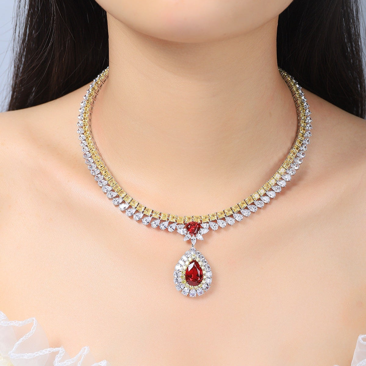S925 Silver 11.08ct Lab Grown Ruby Large Chain A