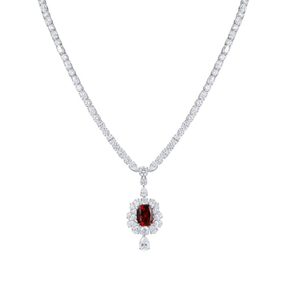 S925 Silver 7.08ct Lab Grown Ruby Treasure Luxury Large Chain Set W
