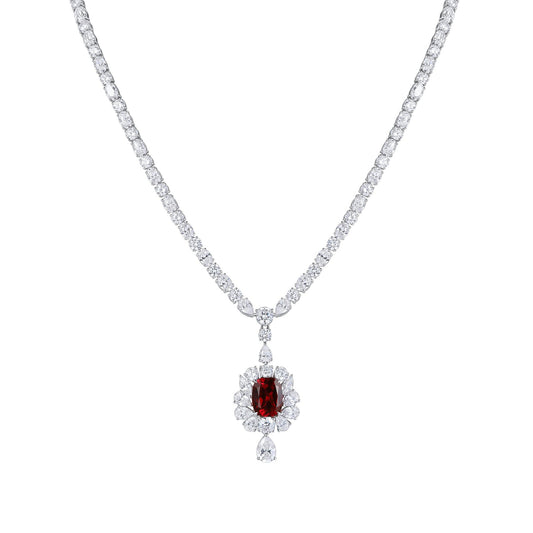 S925 Silver 7.08ct Lab Grown Ruby Treasure Luxury Large Chain Set W