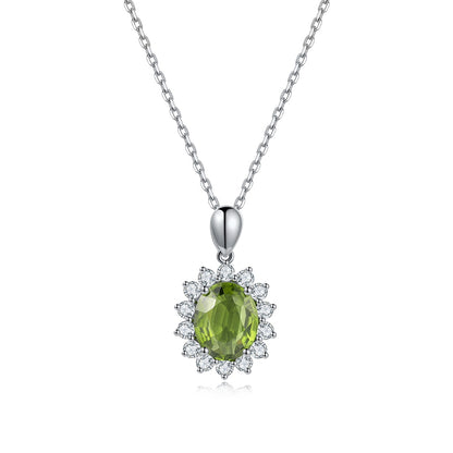 S925 Silver 3.56ct Natural Olivine Necklace W