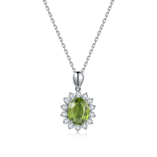 S925 Silver 3.56ct Natural Olivine Necklace W