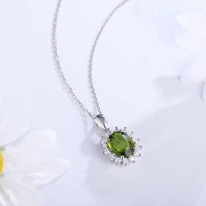 S925 Silver 3.56ct Natural Olivine Necklace W
