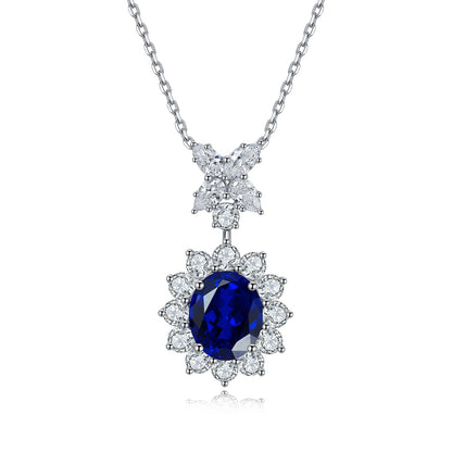 S925 Silver 5.11ct Lab Grown Blue Treasure Necklace W