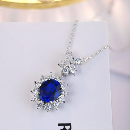 S925 Silver 5.11ct Lab Grown Blue Treasure Necklace W