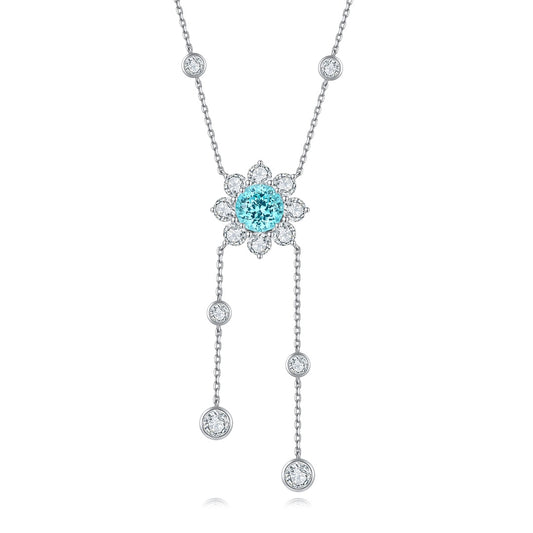 S925 Silver 5.02ct Lab Grown Paraiba Necklace A