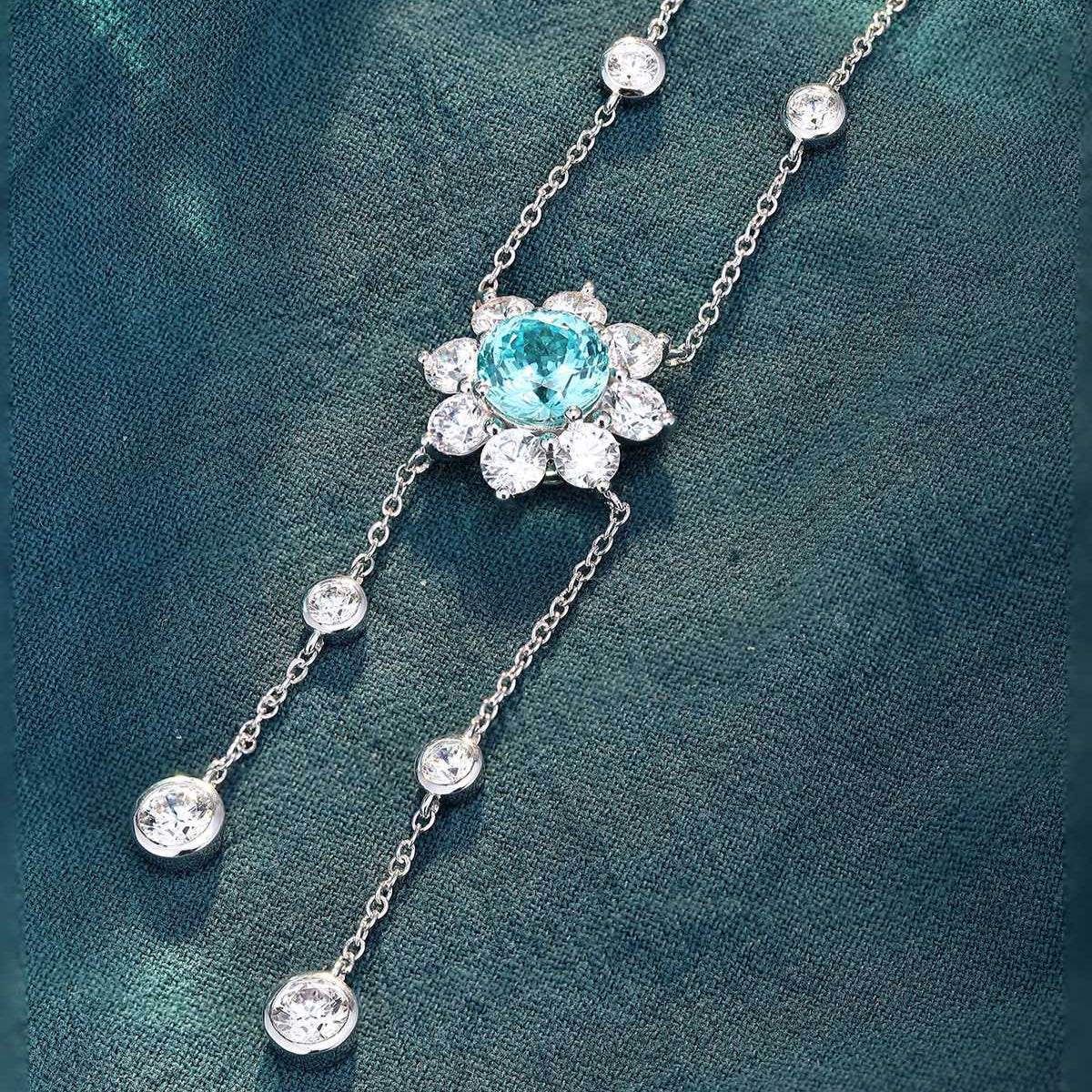 S925 Silver 5.02ct Lab Grown Paraiba Necklace A