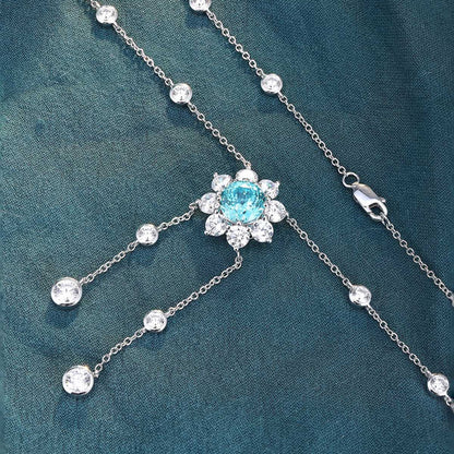 S925 Silver 5.02ct Lab Grown Paraiba Necklace A