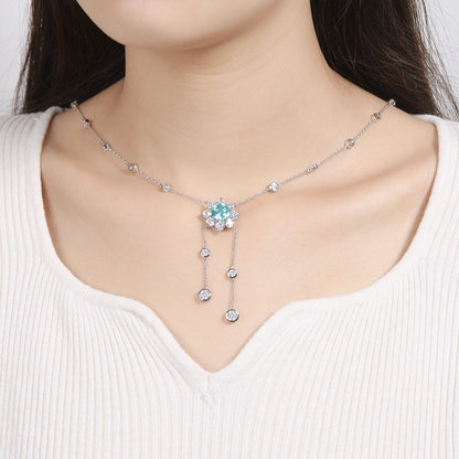 S925 Silver 5.02ct Lab Grown Paraiba Necklace A