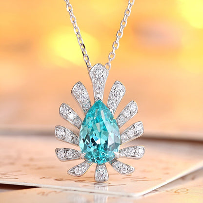 S925 Silver 5.25ct Lab Grown Paraiba Necklace A