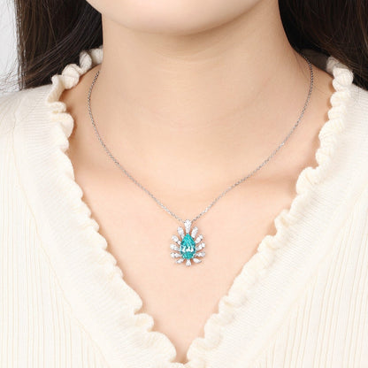 S925 Silver 5.25ct Lab Grown Paraiba Necklace A