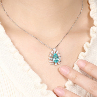 S925 Silver 5.25ct Lab Grown Paraiba Necklace A
