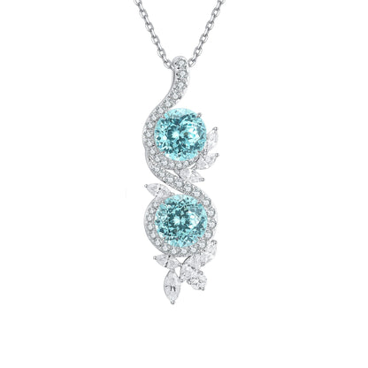 S925 Silver 7.03ct Lab Grown Paraiba Necklace W