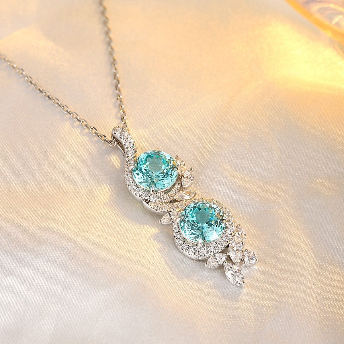 S925 Silver 7.03ct Lab Grown Paraiba Necklace W